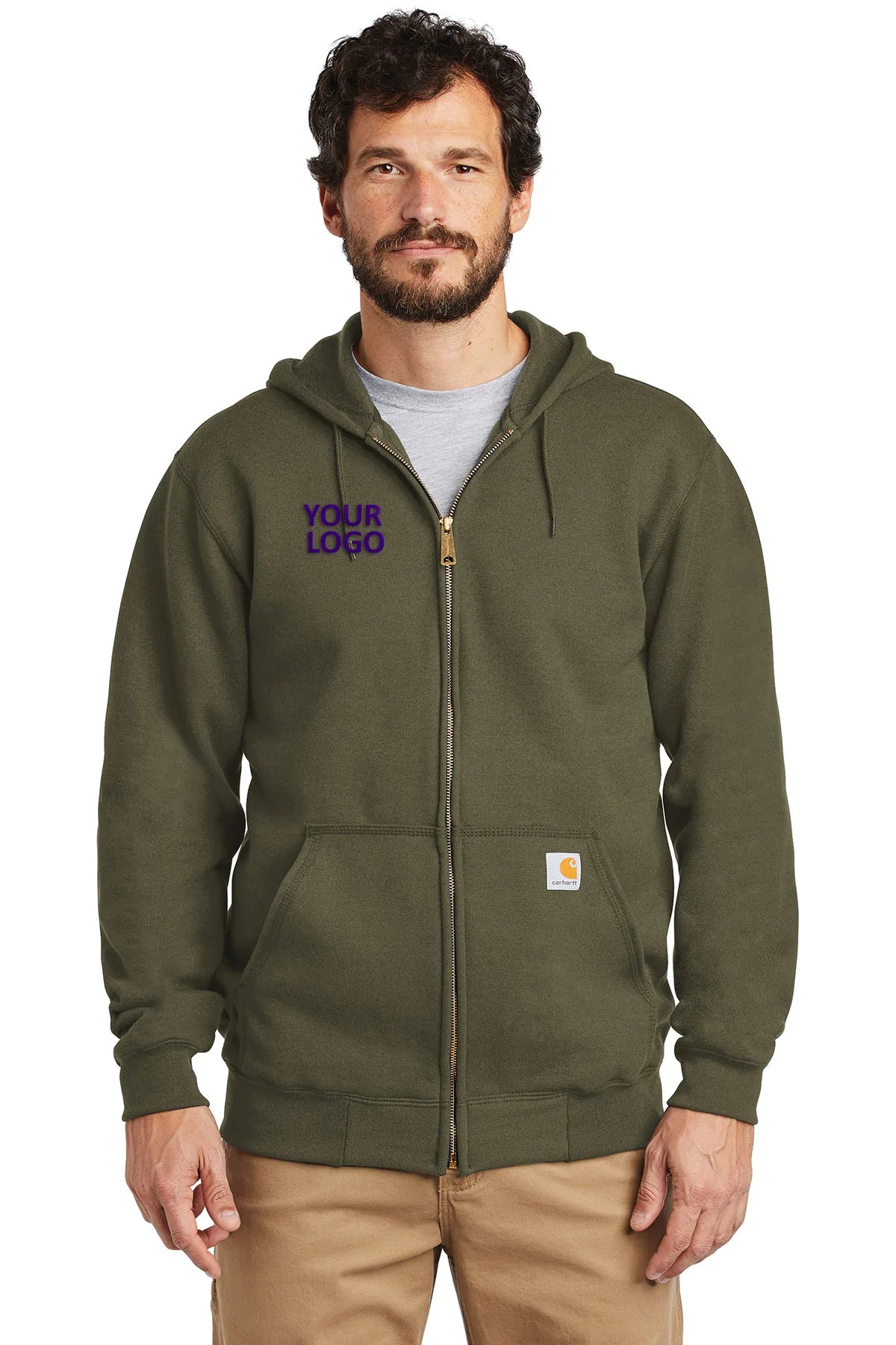 Carhartt Midweight Zip Up Hoodies, Moss Youthful Men's Pop