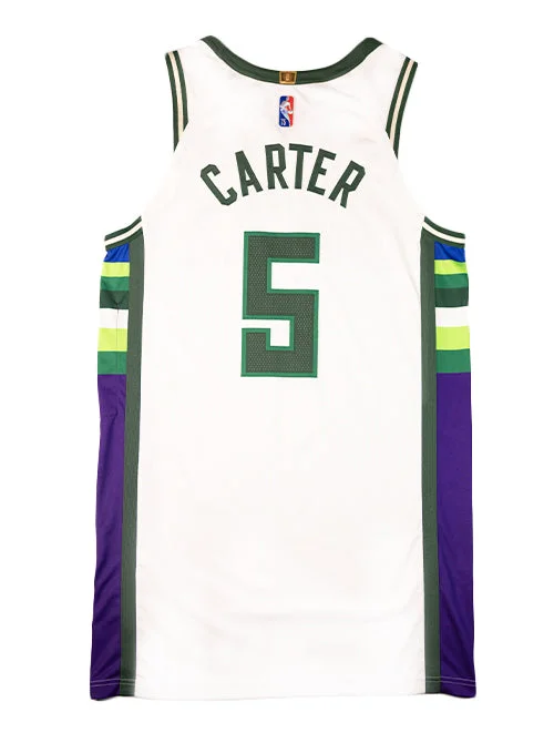 Game-Used Nike 2021-22 City Edition Jevon Carter Milwaukee Bucks Authentic Jersey Refined Men's Velvet