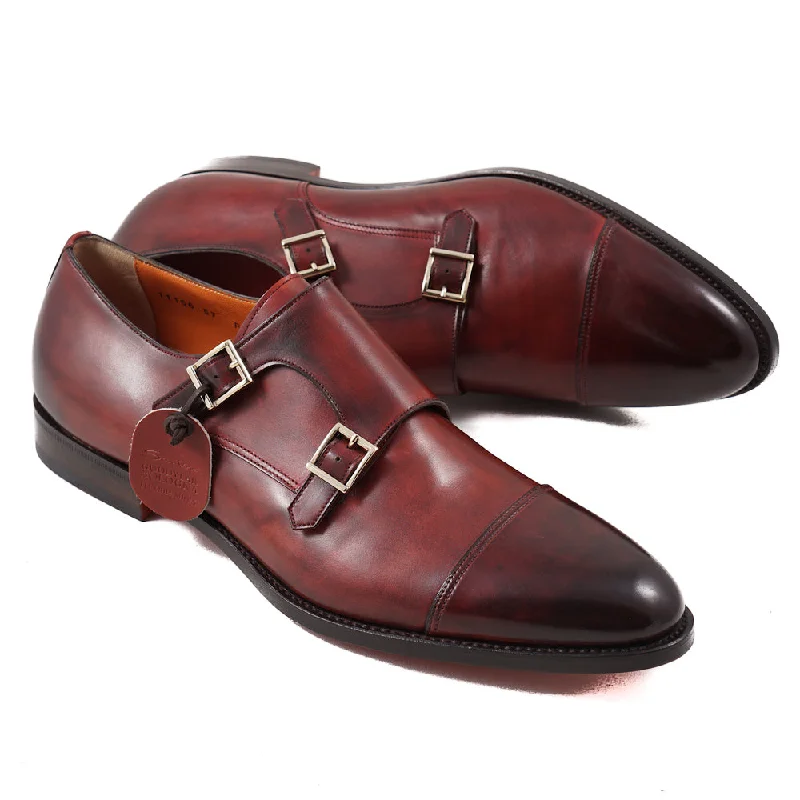 Santoni Red Double-Buckle Monk Strap Casual Men's Short