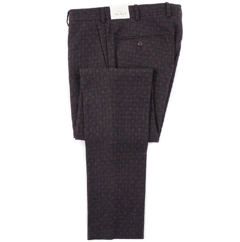 L.B.M. 1911 Gray-Burgundy Jacquard Wool Pants Dynamic Men's Moto