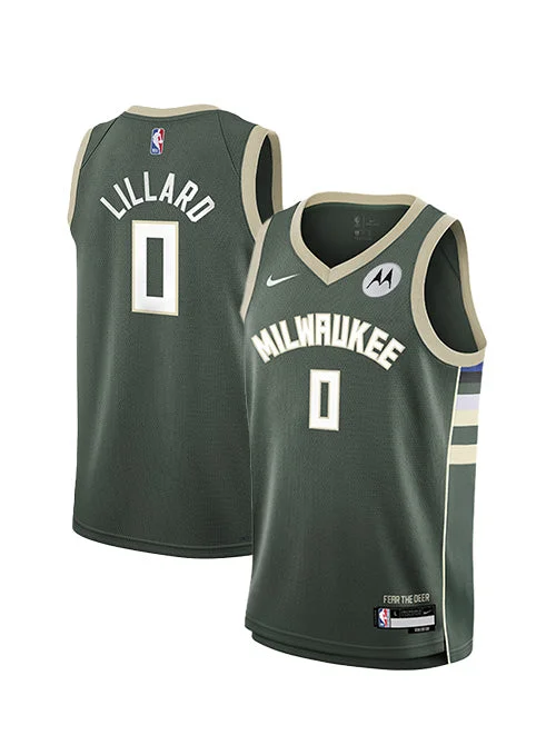 Youth Nike Icon Damian Lillard Milwaukee Bucks Swingman Jersey Elegant Men's Formal 