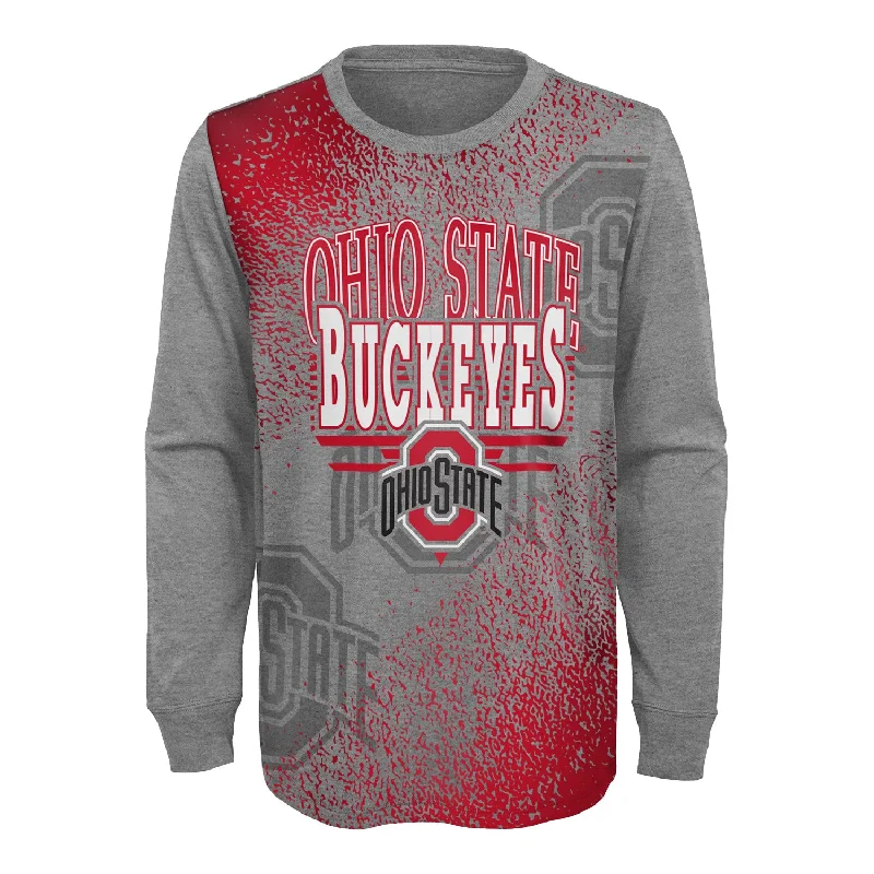 Youth Ohio State Buckeyes Half Time Gray Long Sleeve T-Shirt Organic