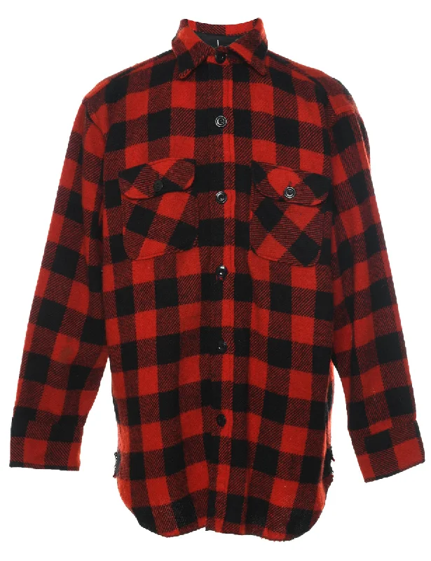 Long Sleeved Buffalo Red & Black Classic Check Shirt - M Dapper Men's Bow