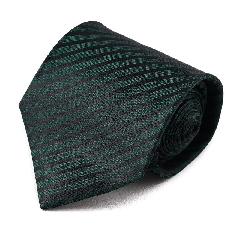 Isaia Black and Emerald Green Striped Tie Modern Men's Tech