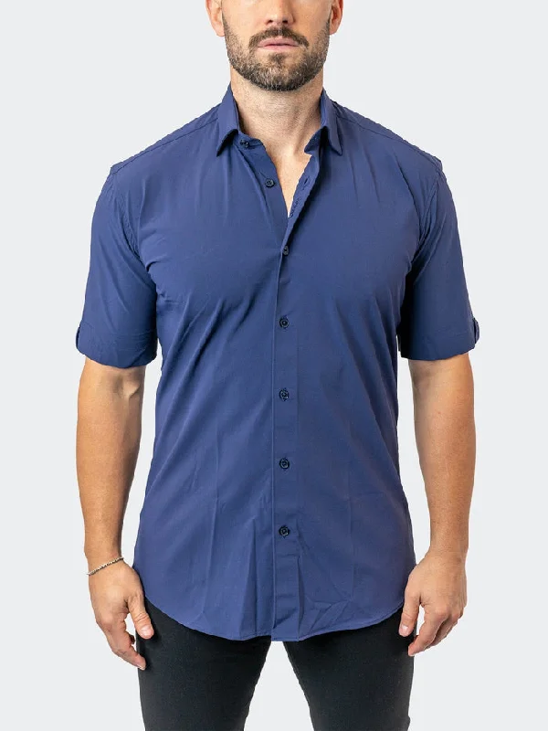 Maceoo Stretch Short-Sleeve Shirt | Galileo StretchCore Navy Street