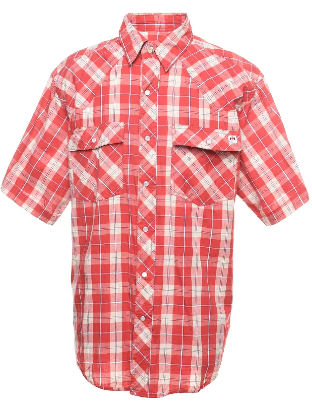 Red Checked Western Shirt - M Cozy Men's Winter