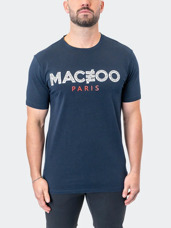 Maceoo Stretch Short-Sleeve Athletic Wear | Tee Icon Navy Refined Men's Hand