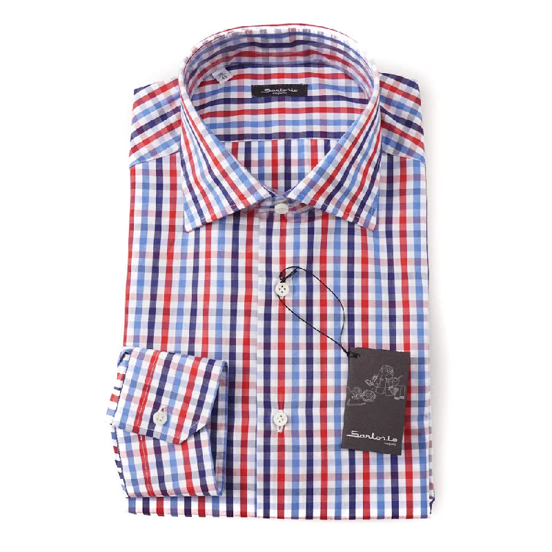 Sartorio Cotton Shirt in Blue and Red Check Confident Men's Power