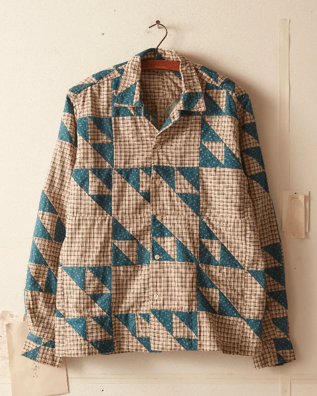 Wandering Lover Quilt Long Sleeve Shirt - Blue Tough Men's Military