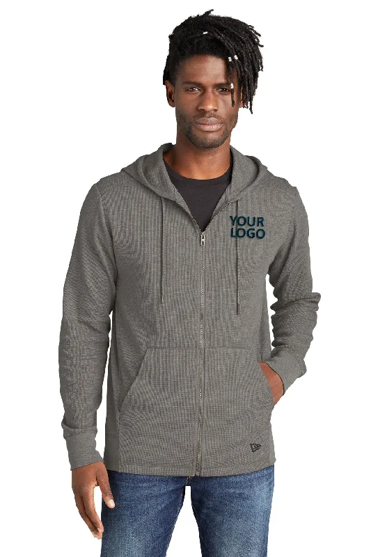 New Era Thermal Custom Zip Hoodies, Shadow Grey Heather Tough Men's Military