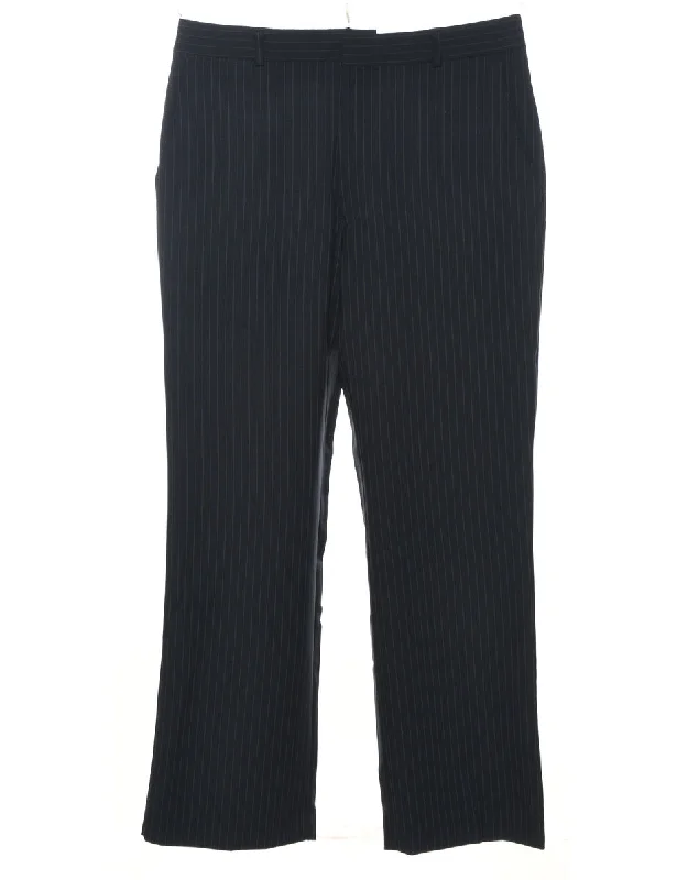 Navy Classic Trousers - W36 L30 Polished Men's Silk