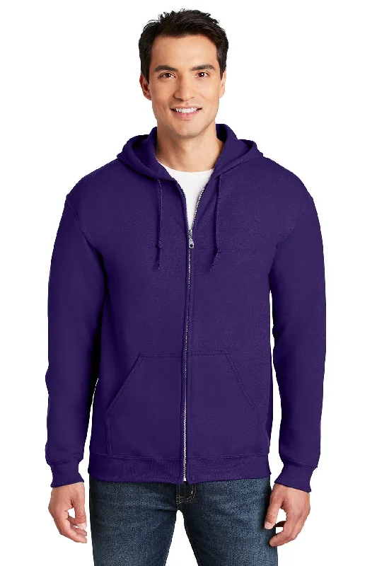 Gildan Heavy Blend Full Zip Hooded Sweatshirt Purple Unique Men's Patch