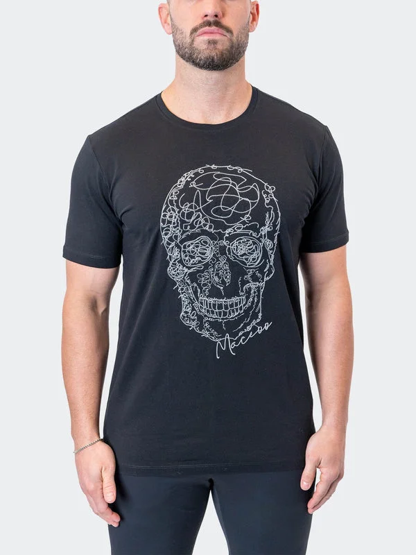 Maceoo Stretch Short-Sleeve Athletic Wear | Tee ScribbleSkull Black Organic