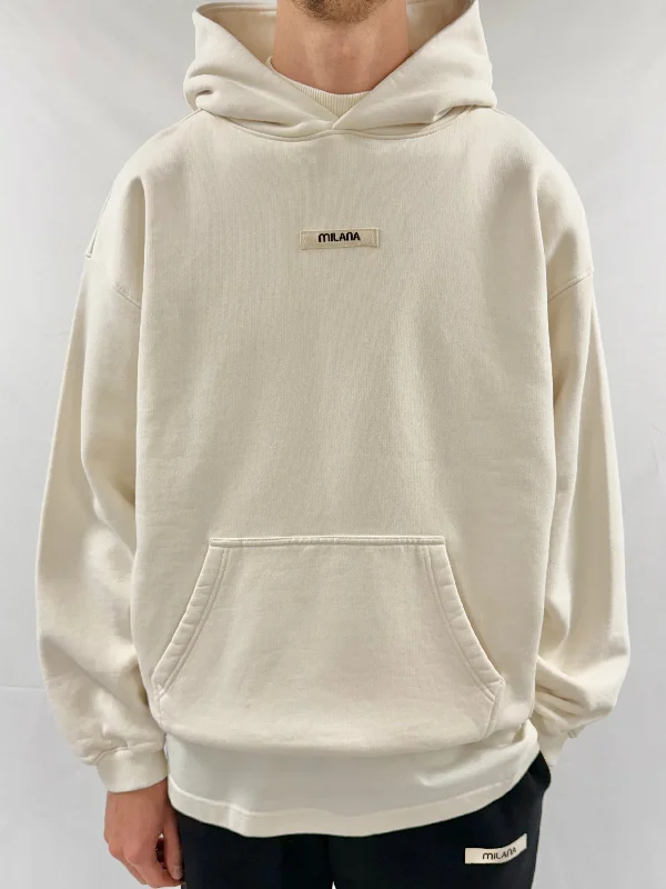 Cream Core Heavyweight Hoodie. Athletic Men's Compression