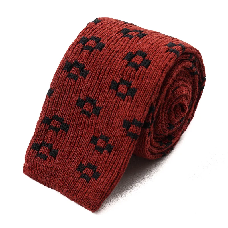 Isaia Patterned Knit Cotton Tie Hip Men's Retro