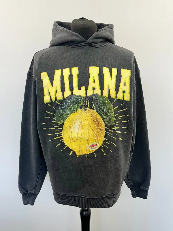 Washed Black Lemon Hoodie. Artistic Men's Avant