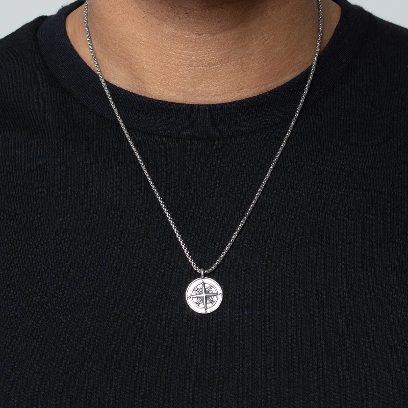 Compass Pendant Chain | Silver Sophisticated Men's 