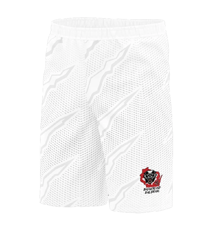 Badgerland Brawl Shorts White Edgy Men's Punk