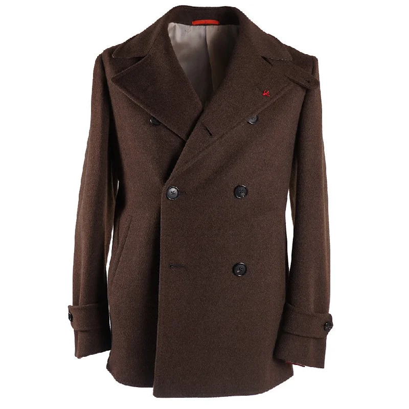 Isaia 'Cortina' Slim-Fit Pea Coat Elegant Men's Formal 