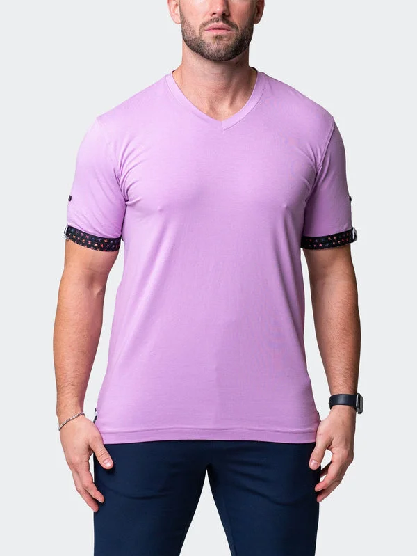 Maceoo Stretch Short-Sleeve Tshirts | V-Neck Vivaldisolidpeace Purple Edgy Men's Punk