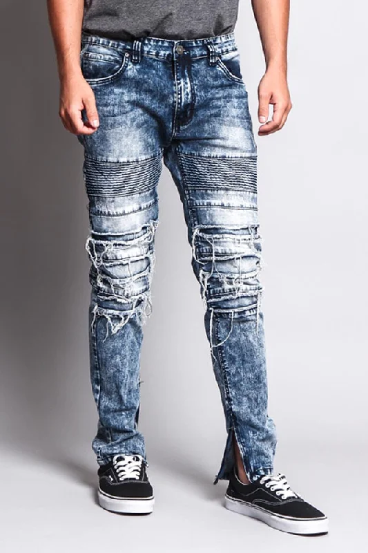 Men's Distressed Biker Jeans Modern Men's Geometric