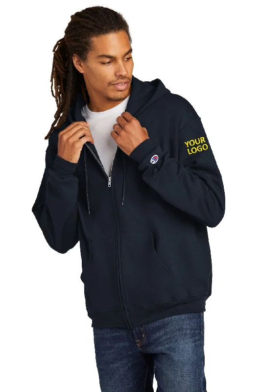 Champion Eco Fleece Full-Zip Hoodie, Navy British Gentleman Style