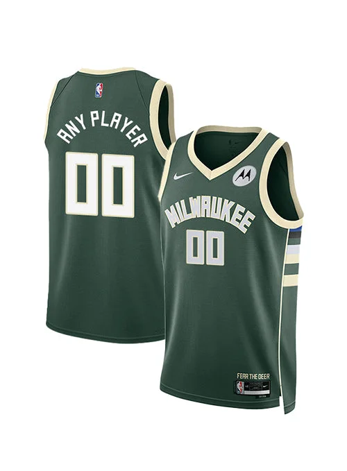 Youth Nike 2022 Icon Edition Custom Milwaukee Bucks Swingman Jersey Unique Men's Patch