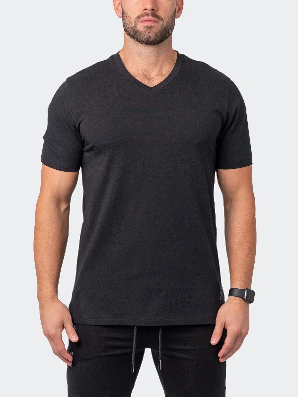 Maceoo Stretch Short-Sleeve Tshirts | V-Neck VivaldiCore Black Masculine Men's 