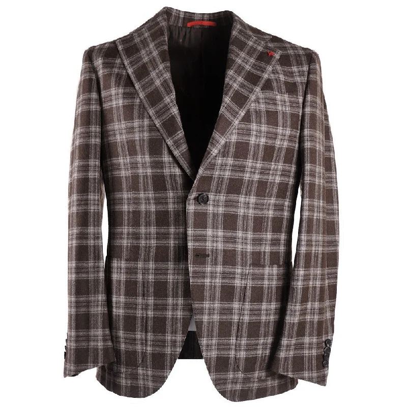 Isaia Layered Check Flannel Wool Suit Cozy Men's Winter