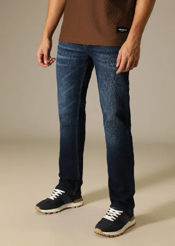 Dark Blue Regular Fit Denim Dynamic Men's Glow