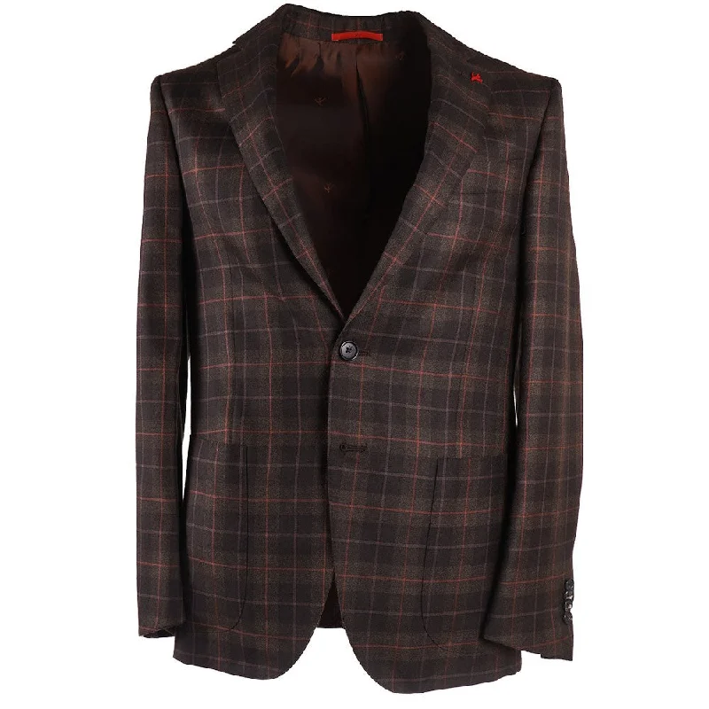 Isaia Layered Check Cashmere-Silk Sport Coat Monochromatic All