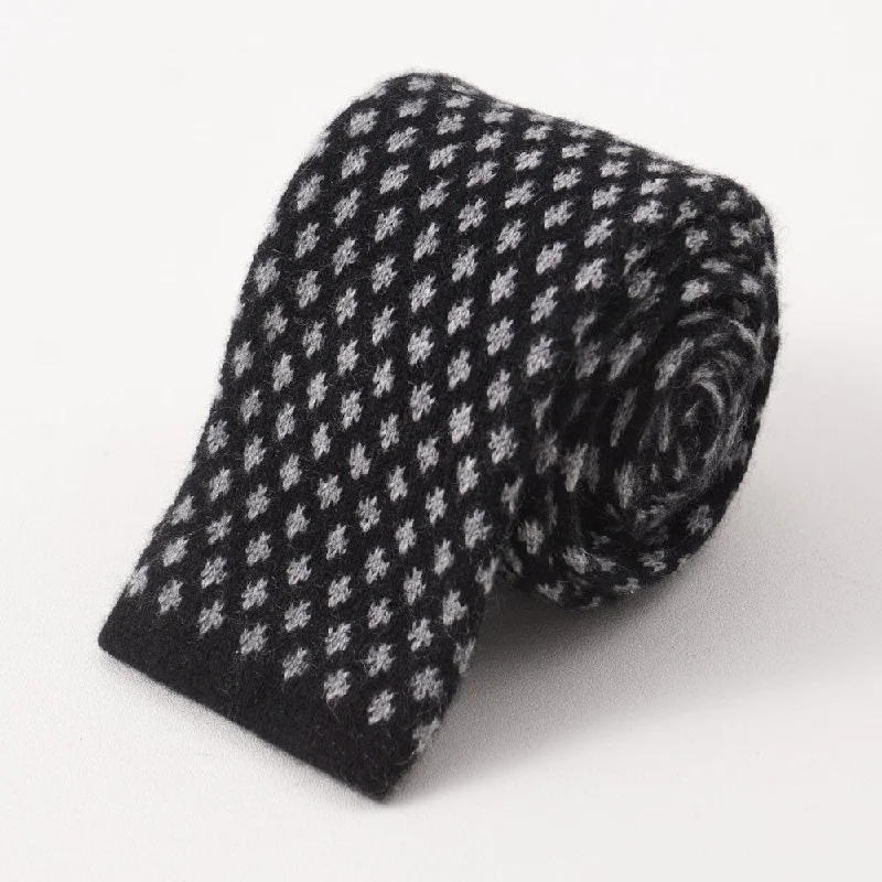 E. Marinella Black and Gray Knit Cashmere Tie Bold Men's Statement