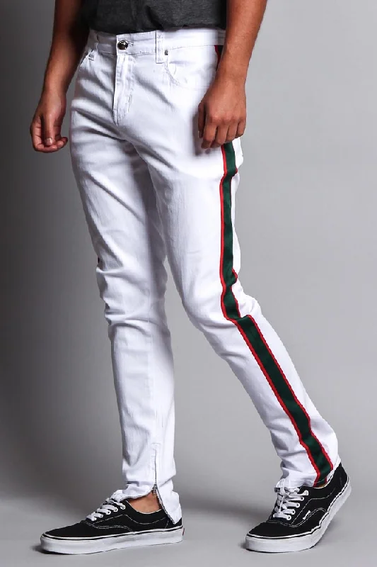 Men's G Stripe Zippered Track Style Pants Bold Men's Animal