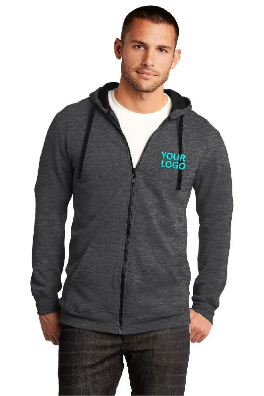 District Young Mens Concert Full-Zip Hoodies, Heathered Charcoal Cool Men's Skate