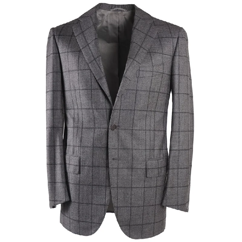 Cesare Attolini Gray Check Wool-Cashmere Suit Classic Men's Pin