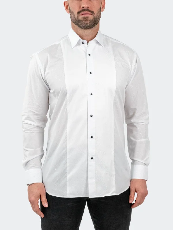 Maceoo Stretch Shirt | Ceremony StarDust White Refined Men's European