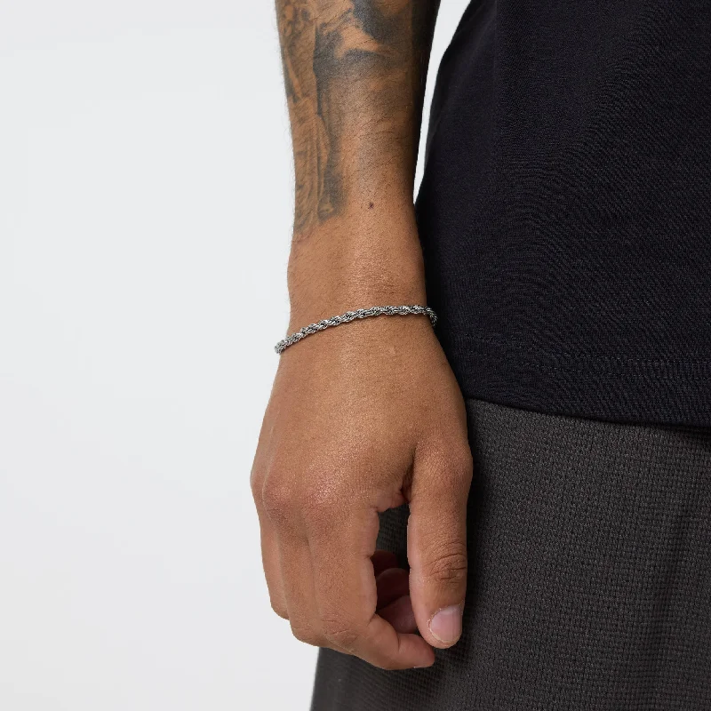 Rope Chain Bracelet | Silver Unique Men's Patch