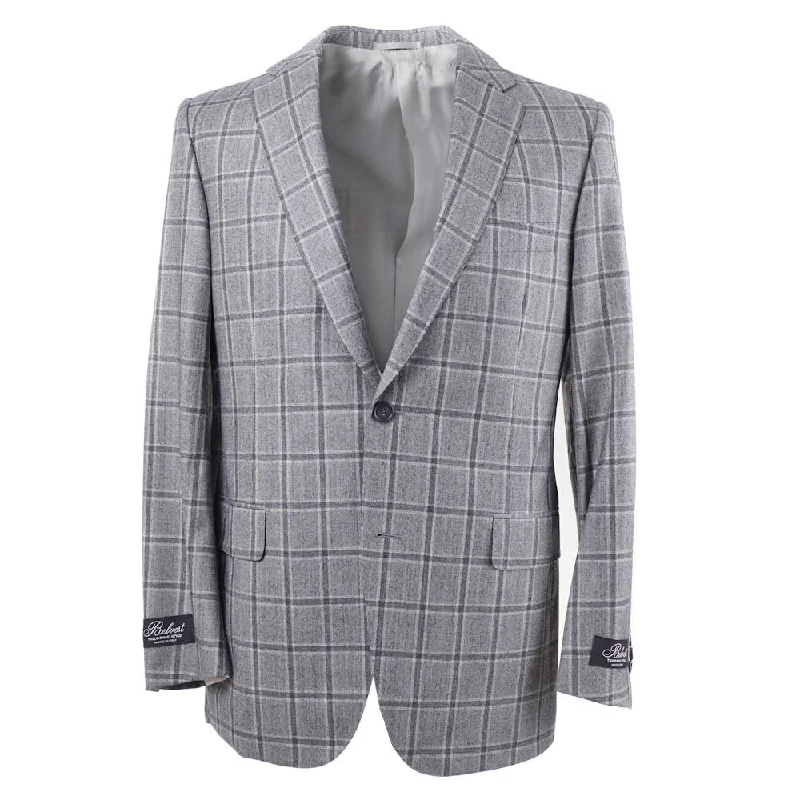 Belvest Gray Check Super 160s Wool Suit Unique Men's Patch