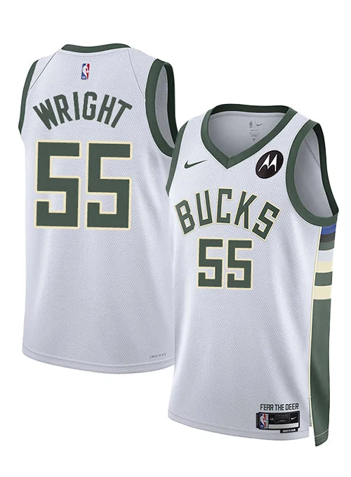 Nike 2022 Association Edition Delon Wright Milwaukee Bucks Swingman Jersey Casual Men's Loose