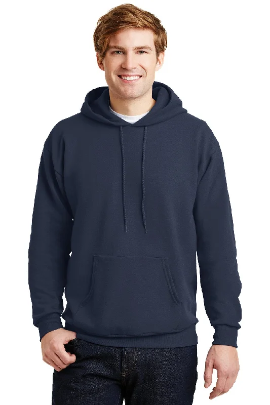 Hanes Ecosmart Pullover Hooded Sweatshirt P170 Navy Cclassic Men's Tweed