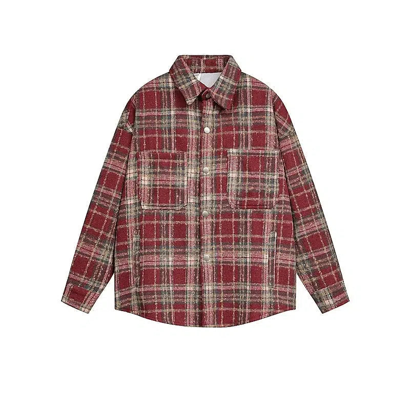 Plaid Button-Down Jacket Bohemian Men's Free