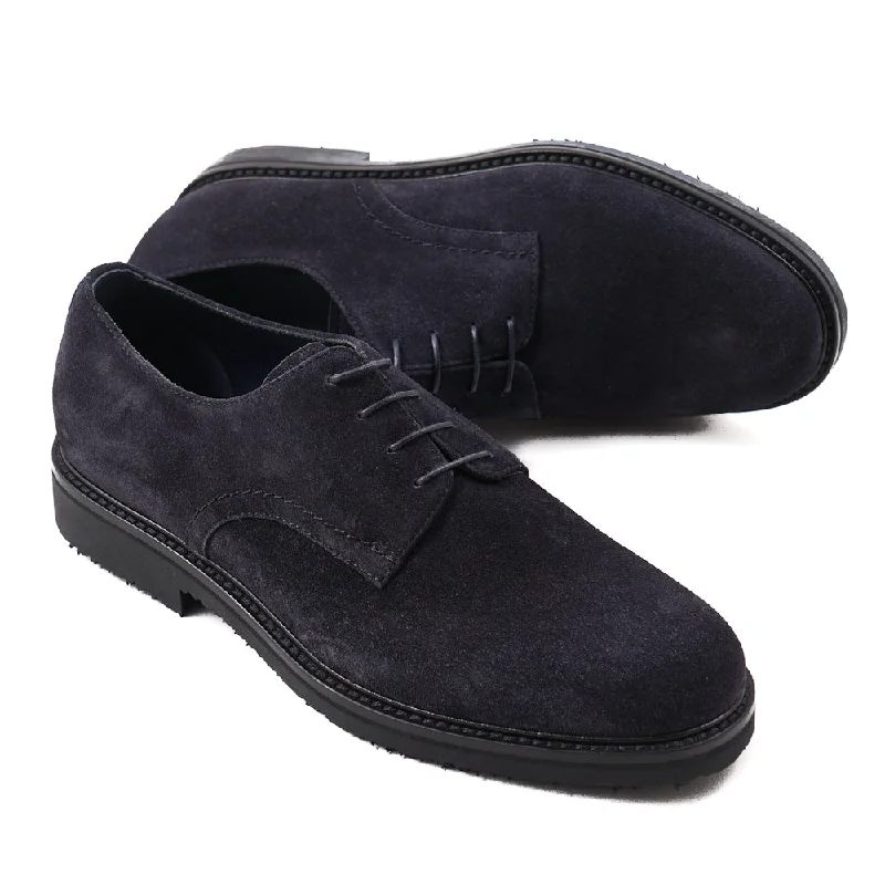 Ermenegildo Zegna Navy Suede Derby Bohemian Men's Free