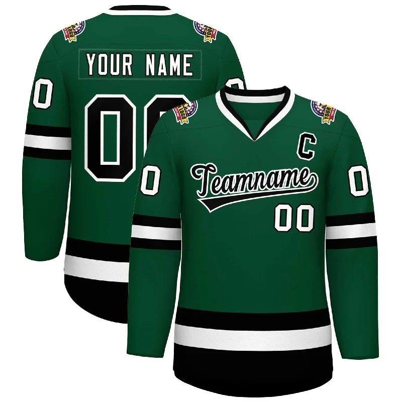 Custom Green Black-White Classic Style Hockey Jersey Monochromatic All