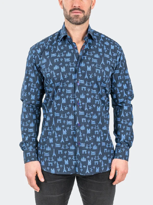 Maceoo Stretch Shirt | Fibonacci ParisTour Navy Youthful Men's Anime