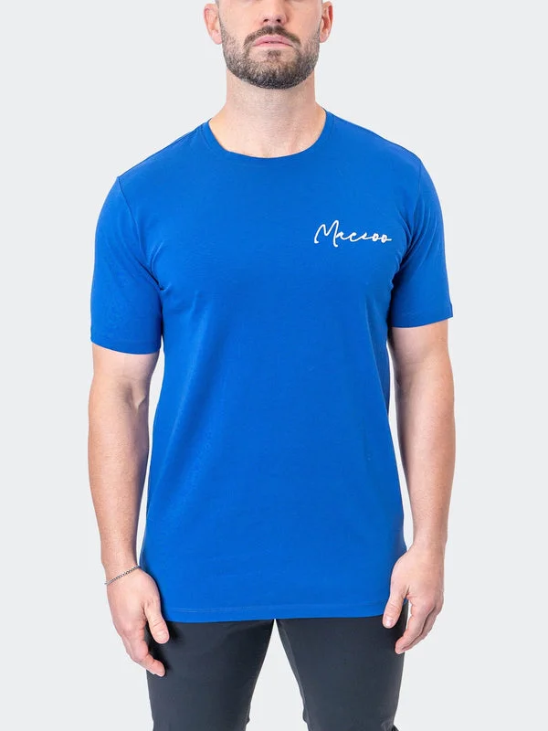 Maceoo Stretch Short-Sleeve Athletic Wear | Tee Signature SaksBlue Bold Men's Statement