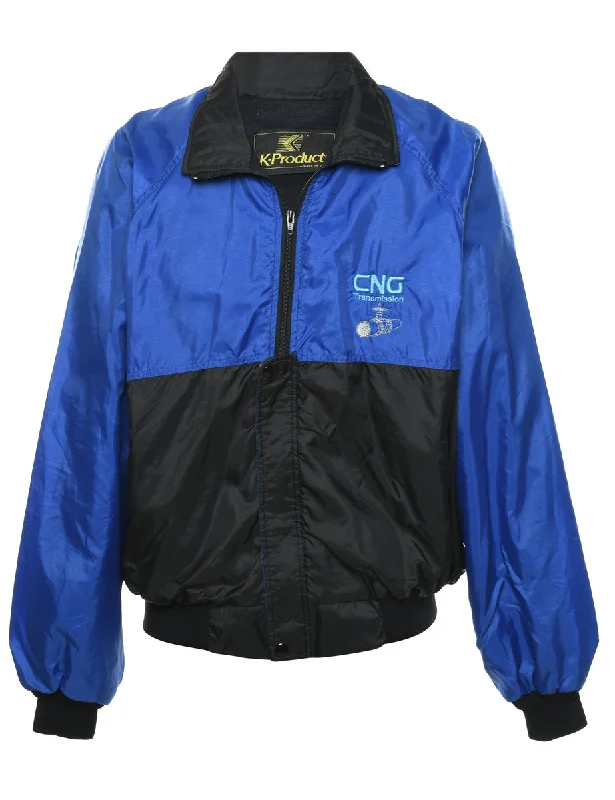 Two-Tone Blue & Black Embroidered Nylon Jacket - XL Organic