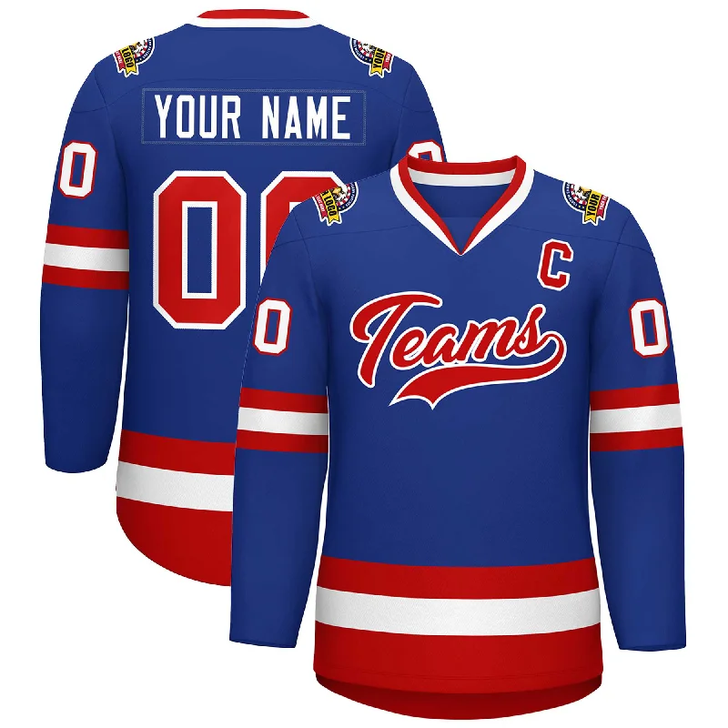 Custom Royal Red-White Classic Style Hockey Jersey Masculine Men's 