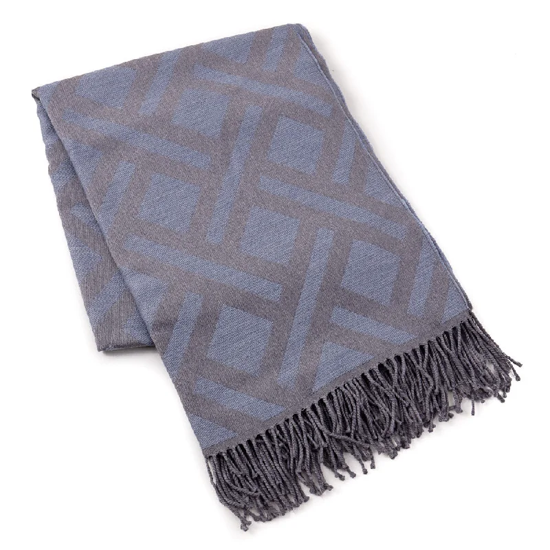 Battisti Gray Geometric Wool Throw Blanket British Gentleman Style