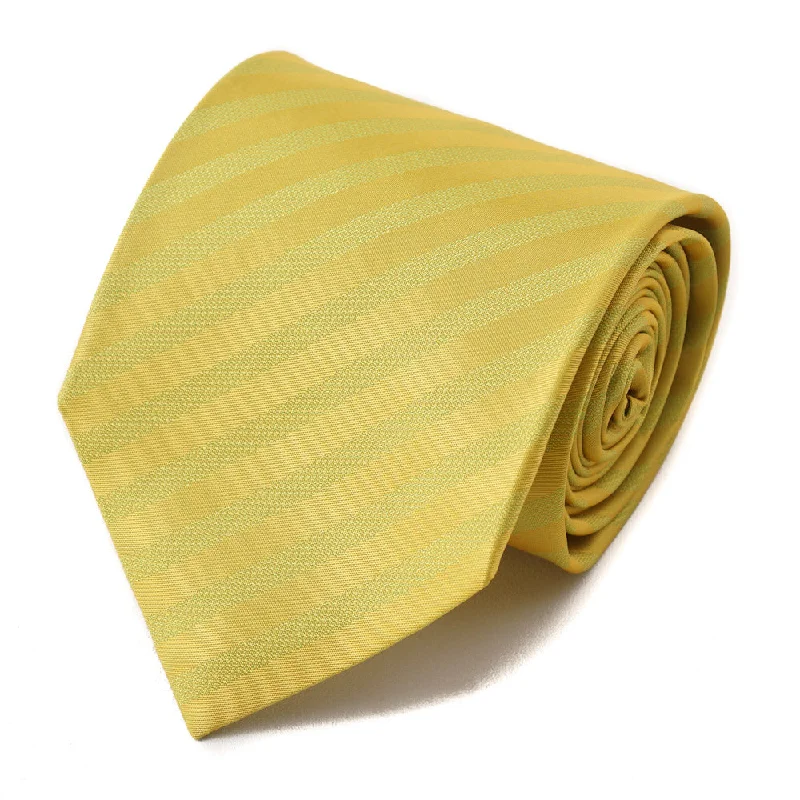 Isaia Lemon Yellow Ribbon Striped Silk Tie British Gentleman Style