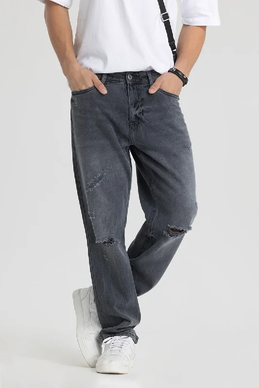 Ash Grey Distressed Relaxed Fit Jeans Bold Men's Statement